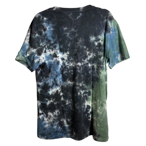 Neon Riot Blue and Green Tie-Dye Short Sleeve Tee with Graphic Design Large - Picture 2 of 7